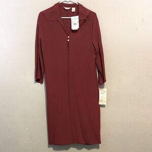 J Jill Maroon Long Sleeve Dress with Tags Size M